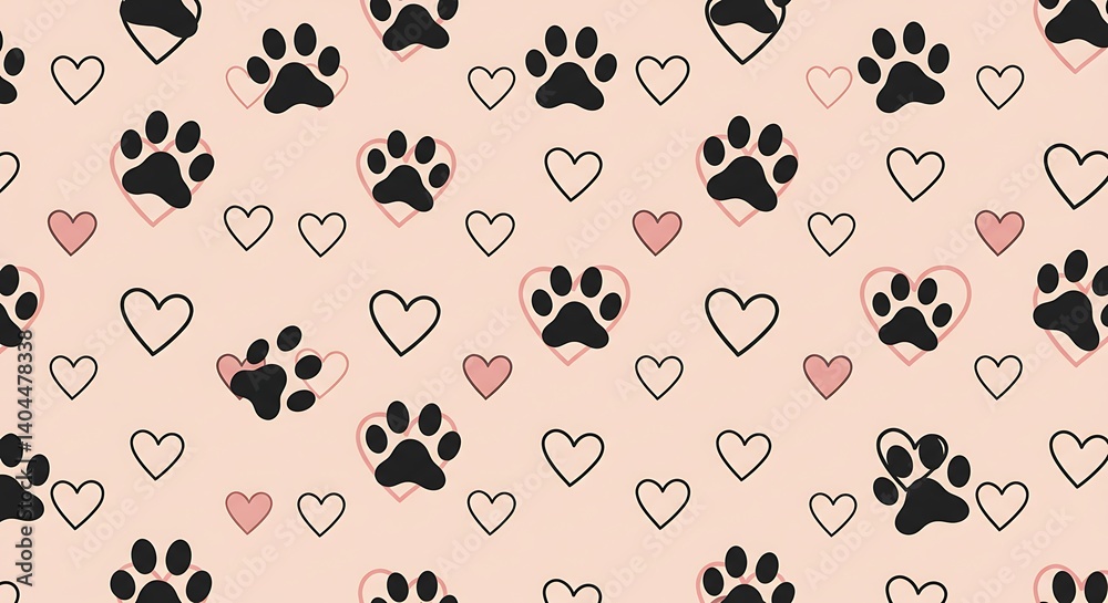 Fototapeta premium Paw Prints of Affection AI Generated