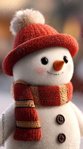 Adorable snowman in red hat and scarf (3)