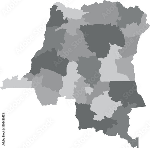 Colored Administrative Map of the Democratic Republic of the Congo