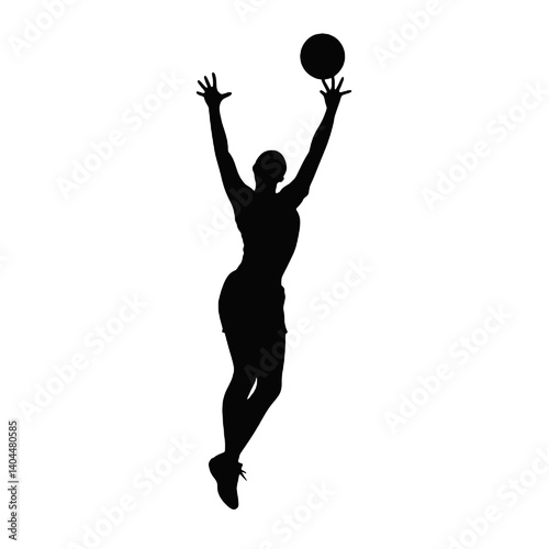 Basketball Player Silhouette Jump Shot Dunk – Vector Sports Illustration