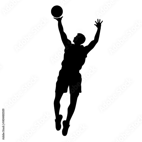 Basketball Player Silhouette Jump Shot Dunk – Vector Sports Illustration