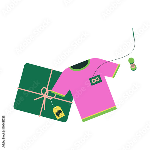 repurposing old clothing. sustainable lifestyle concept illustration.
