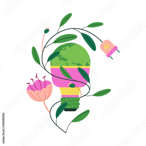 reducing energy consumption. sustainable lifestyle concept illustration.