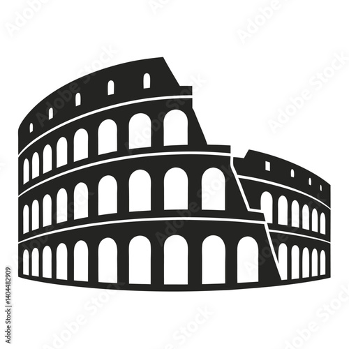 Minimal Roman Colosseum Flat Silhouette Illustration