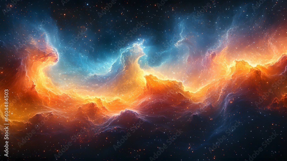 Obraz premium Stunning vision of nebula clouds and stars in deep space, portraying the vastness of the cosmos, interstellar wonder, and human spaceflight dreams 