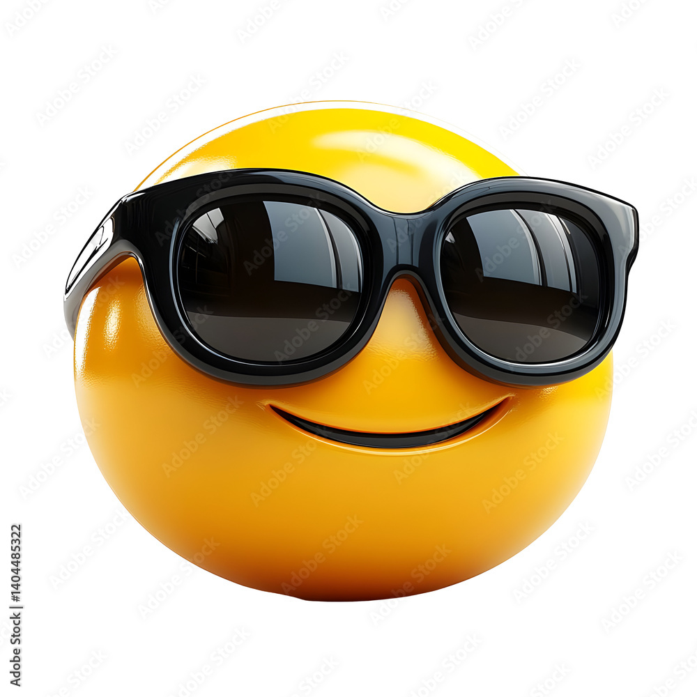Smiling 3D Emoticon with Sunglasses Smiling 3D Emoticon with Sunglasses