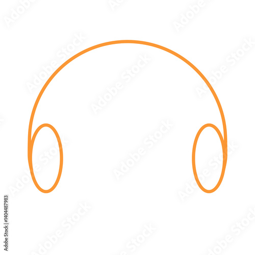 Headphone earphone musik icon web hand draw line cute cartoon illustration for decoration orange pattern or creative idea