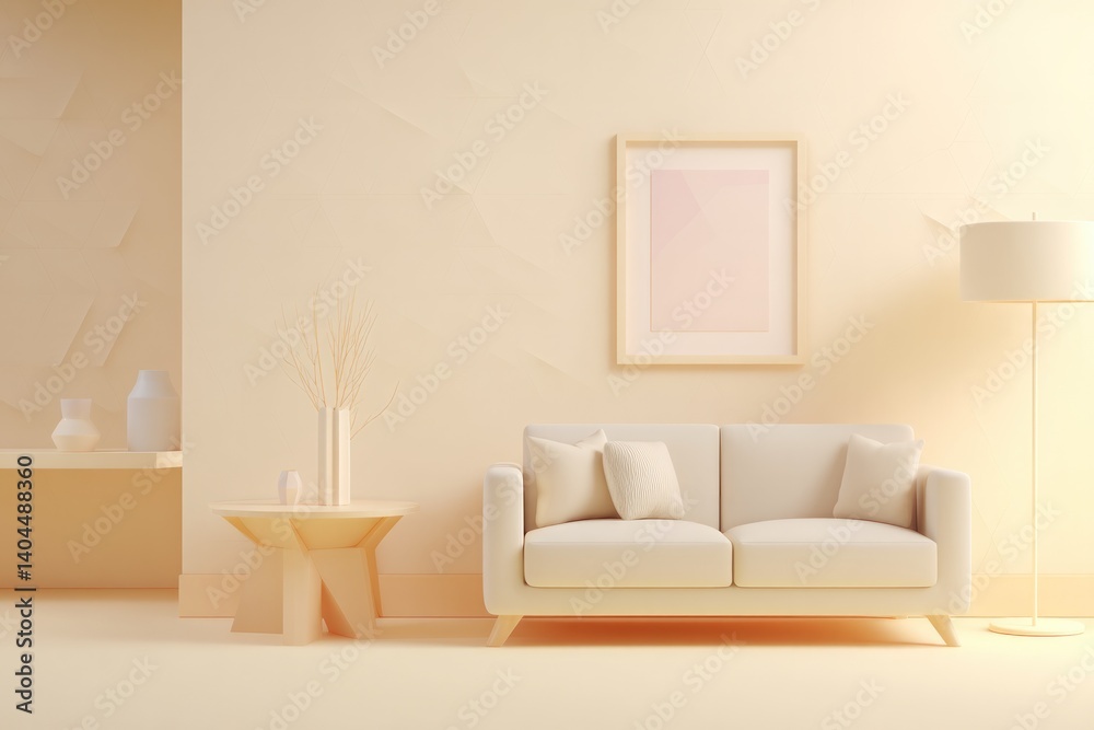 Fototapeta premium minimalistic 3d-rendered living room scene