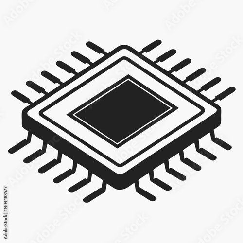 Microchip Silhouette Logo Futuristic Tech Icon