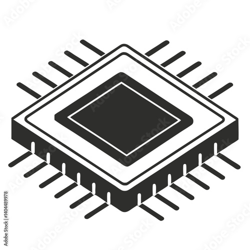 Minimal Circuit Chip Silhouette Technology Concept Art