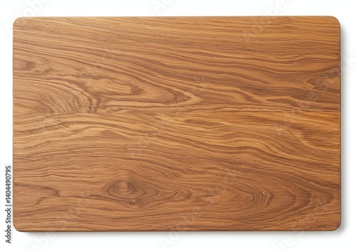 wooden cutting board with visible grain texture, isolated on white background. generative ai