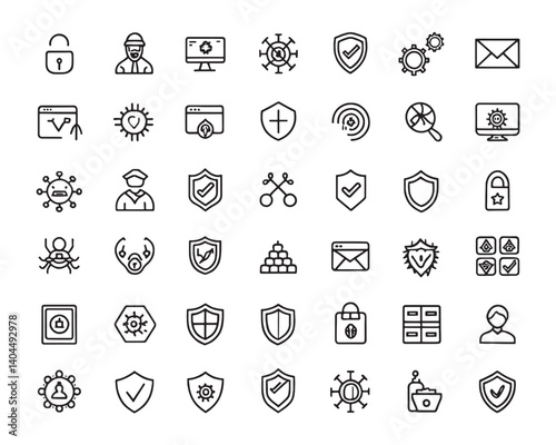 Clean Line Antivirus Clipart for Designers