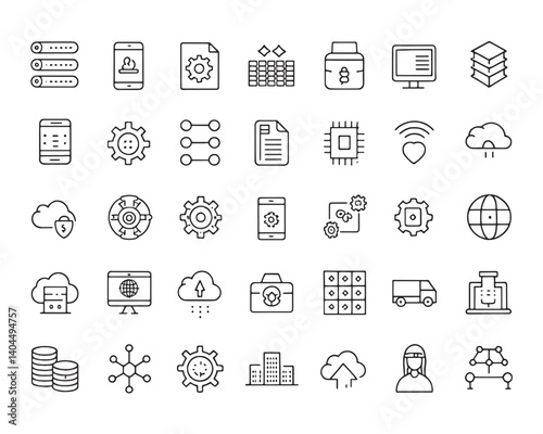 api line art icons for web developers