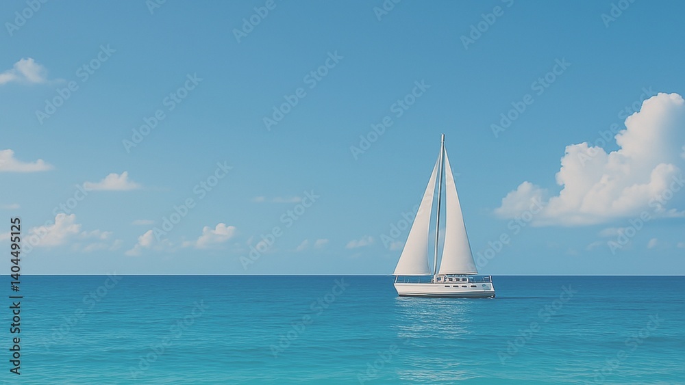Obraz premium 静かな海に浮かぶ小さなヨット