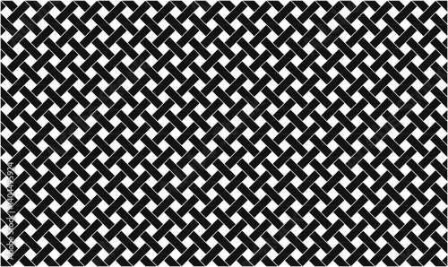 Seamless woven silhouette geometric pattern, ideal for backgrounds, packaging, textiles, and decorative design. Bold black-and-white interlaced tile style.