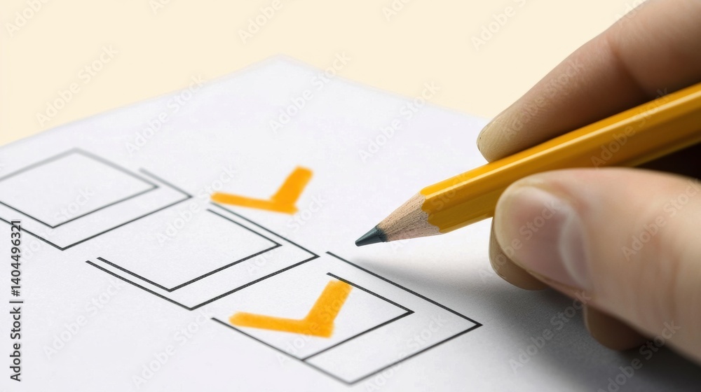 Checking off tasks office document indoor close-up productivity and organization Checking off tasks office document indoor close-up productivity and organization