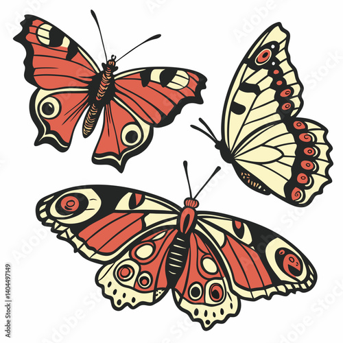 set of vector butterflies