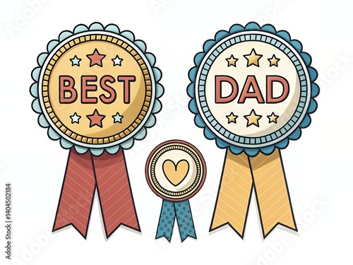 vector best dad badges labels and medals design for t shirts and mugs photo
