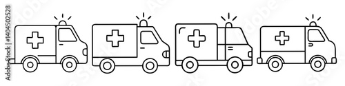 ambulance icon, ambulance line art - simple line art of ambulance, perfect for ambulance logos and icons