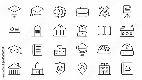 Enhance your academic projects with outline icons crafted for colleges, universities, and higher learning digital experiences
