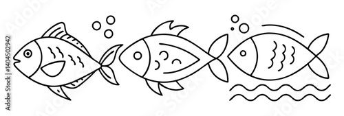 fish icon, fish line art - simple line art of fish, perfect for fish logos and icons