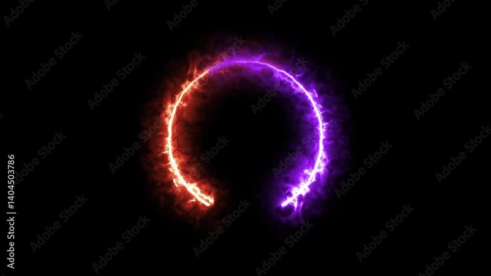 Fiery Circle Portal: Abstract Energy Ring in Orange and Purple Fiery Circle Portal: Abstract Energy Ring in Orange and Purple