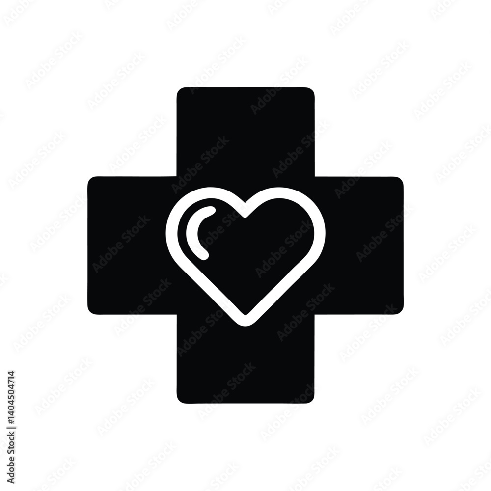 Cross and Heart Icon with Transparent Background, Medical Sign Symbol Isolated Cross and Heart Icon with Transparent Background, Medical Sign Symbol Isolated