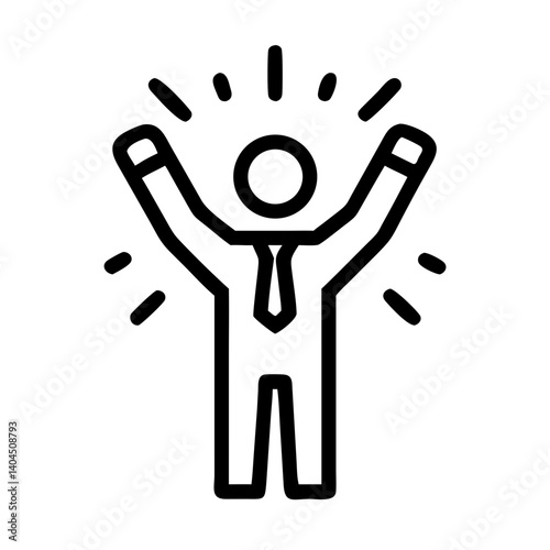 Person Raising Arms in Victory Icon Design