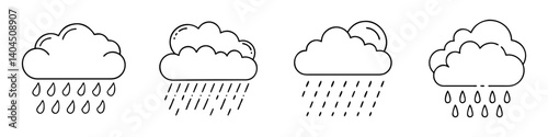 rain clouD icon, rain clouD line art - simple line art of rain clouD, perfect for rain clouD logos and icons
