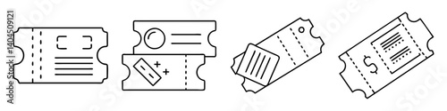 ticket icon, ticket line art - simple line art of ticket, perfect for ticket logos and icons