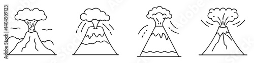 volcano icon, volcano line art - simple line art of volcano, perfect for volcano logos and icons