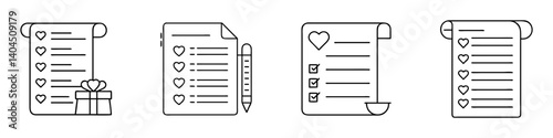 wishlist icon, wishlist line art - simple line art of wishlist, perfect for wishlist logos and icons
