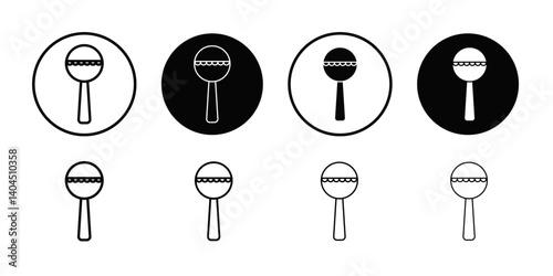 Baby rattle icon Flat simple outline set