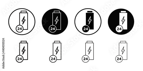 Battery life icon Flat simple outline set