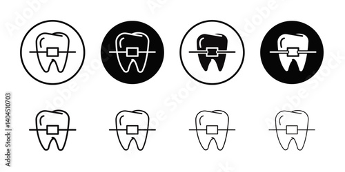Braces icon Flat simple outline set