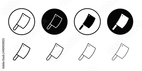butcher knife icon Flat simple outline set