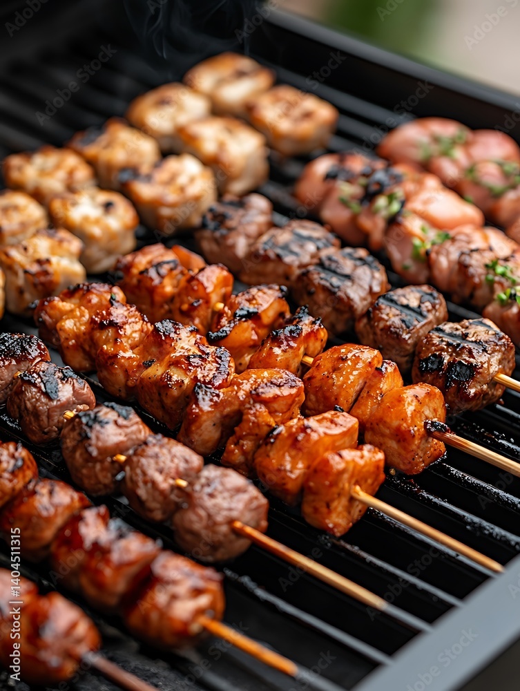 Grilled Skewers on Outdoor Grill Grilled Skewers on Outdoor Grill