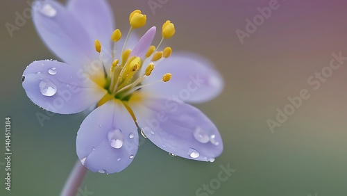 blue flower with dew