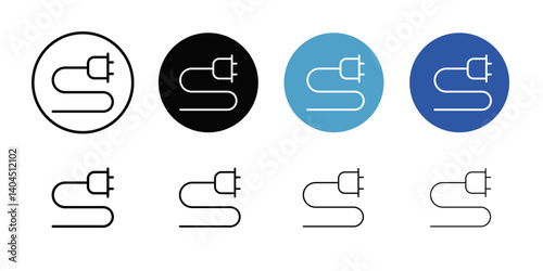 Electrical plug icon Flat simple outline set