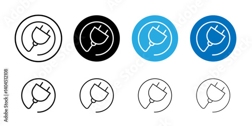 Electric plug icon Flat simple outline set