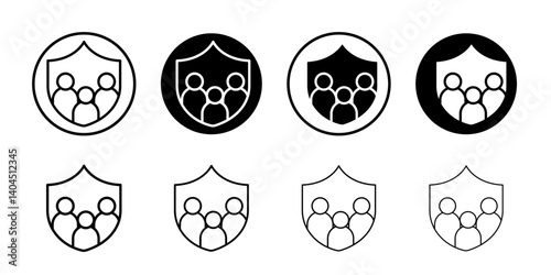 Family insurance icon Flat simple outline set