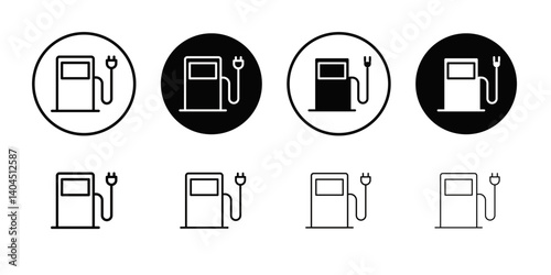 Gas station Icon Flat simple outline set