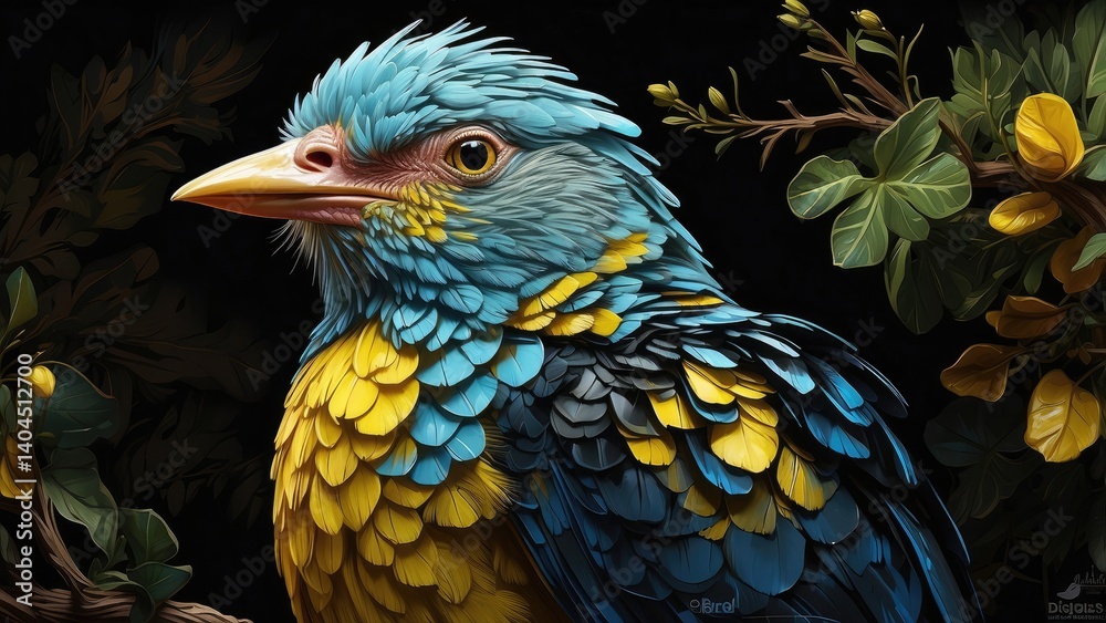 Obraz premium A vibrant orange and black feathered bird perched on a tree branch.