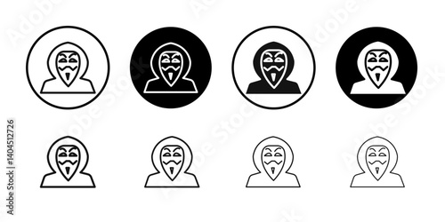 Hacker icon Flat simple outline set