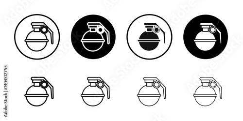 Hand grenade icon Flat simple outline set