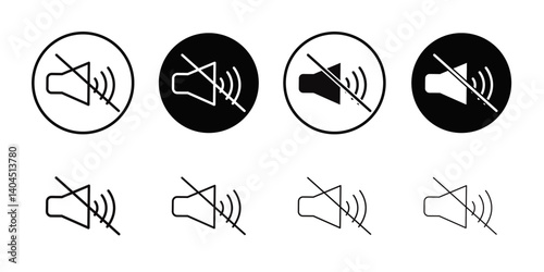 Mute sound icon Flat simple outline set