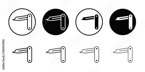 Pocket knife icon Flat simple outline set