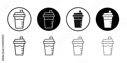 Protein shake icon Flat simple outline set