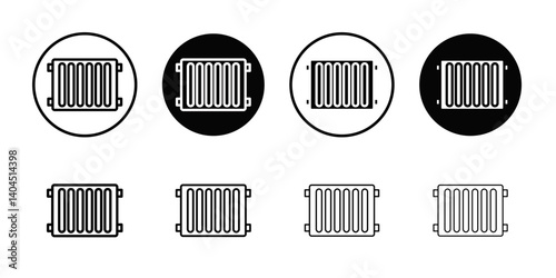 Radiator icon Flat simple outline set