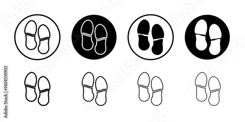 Shoe print icon Flat simple outline set